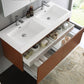 Fresca Mezzo 48 Teak Wall Hung Double Sink Modern Bathroom Vanity w/ Medicine Cabinet