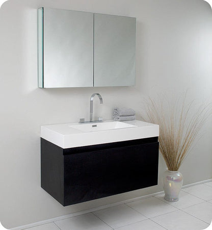 Fresca Mezzo Black Modern Bathroom Vanity w/ Medicine Cabinet