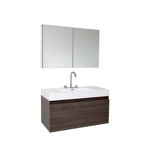 Fresca Mezzo Gray Oak Modern Bathroom Vanity w/ Medicine Cabinet