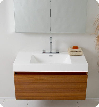 Fresca Mezzo Teak Modern Bathroom Vanity w/ Medicine Cabinet