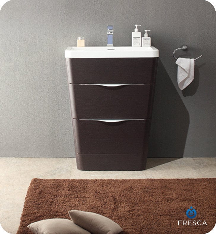 Fresca Milano 26 Chestnut Modern Bathroom Cabinet w/ Integrated Sink