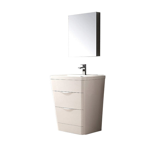 Fresca Milano 26" Glossy White Modern Bathroom Vanity w/ Medicine Cabinet