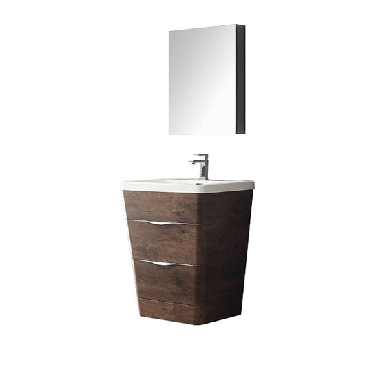 Fresca Milano 26" Rosewood Modern Bathroom Vanity w/ Medicine Cabinet