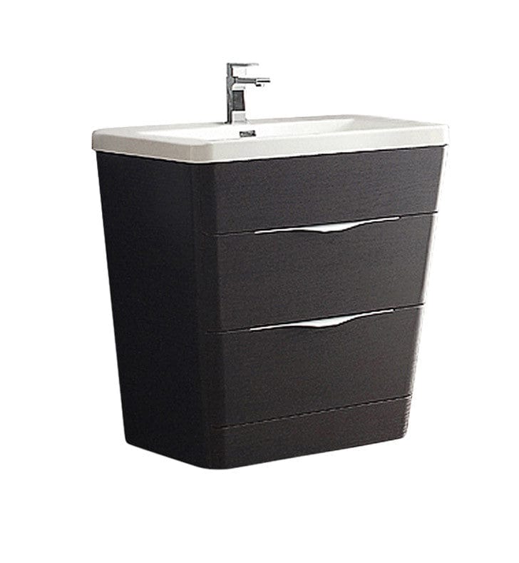 Fresca Milano 32" Chestnut Modern Bathroom Cabinet w/ Integrated Sink