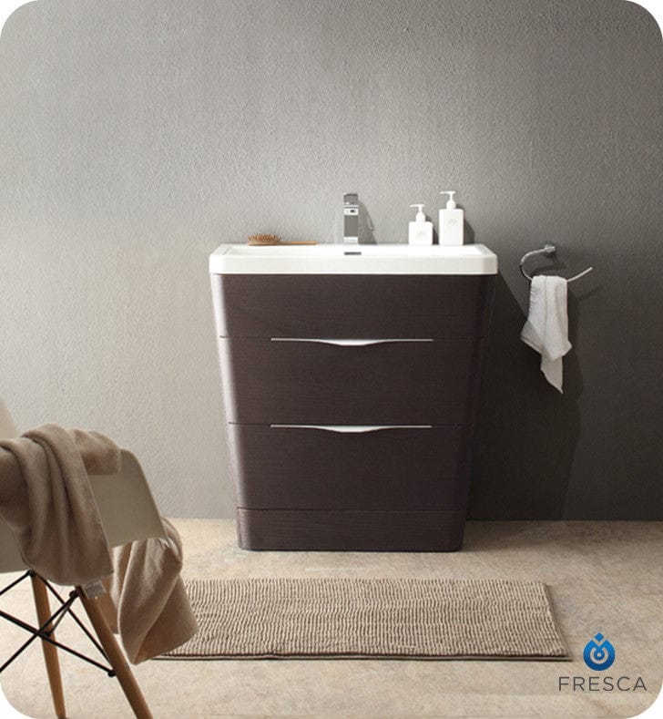 Fresca Milano 32 Chestnut Modern Bathroom Cabinet w/ Integrated Sink