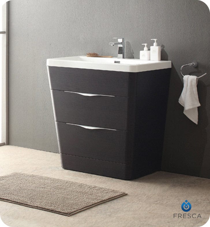 Fresca Milano 32 Chestnut Modern Bathroom Cabinet w/ Integrated Sink