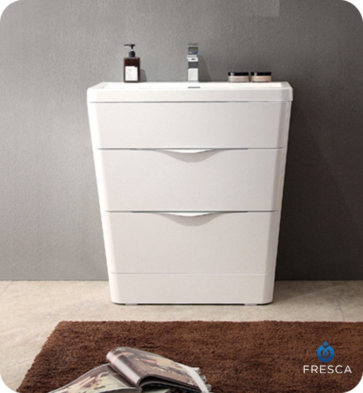 Fresca Milano 32 Glossy White Modern Bathroom Cabinet w/ Integrated Sink