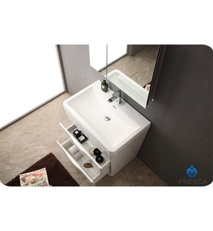 Fresca Milano 32 Glossy White Modern Bathroom Vanity w/ Medicine Cabinet