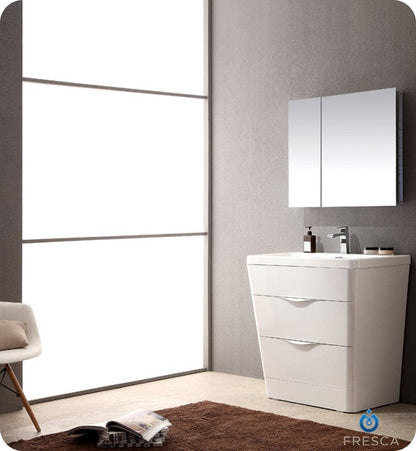 Fresca Milano 32 Glossy White Modern Bathroom Vanity w/ Medicine Cabinet