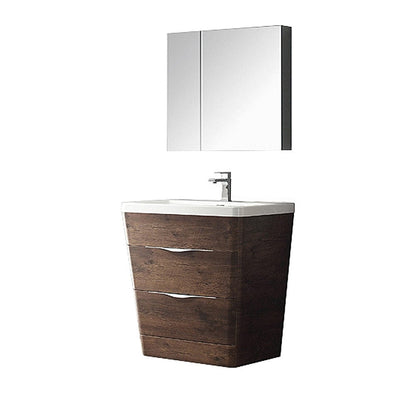 Fresca Milano 32" Rosewood Modern Bathroom Vanity w/ Medicine Cabinet