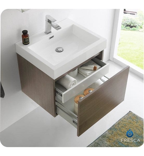 Fresca Nano Gray Oak Modern Bathroom Vanity w/ Medicine Cabinet