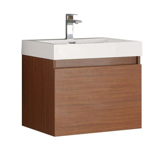 Fresca Nano 24" Teak Modern Bathroom Cabinet w/ Integrated Sink