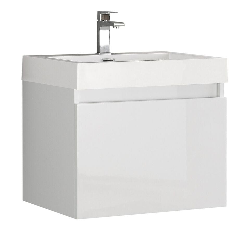 Fresca Nano 24" White Modern Bathroom Cabinet w/ Integrated Sink