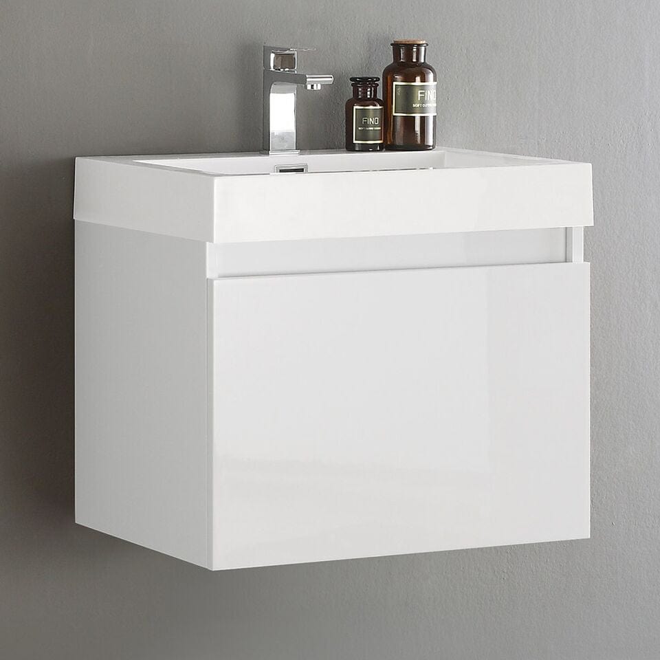 Fresca Nano 24 White Modern Bathroom Cabinet w/ Integrated Sink