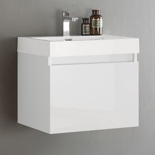 Fresca Nano 24 White Modern Bathroom Cabinet w/ Integrated Sink