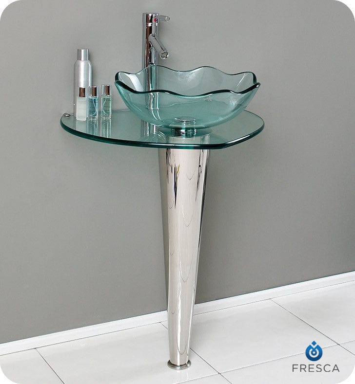 Fresca Netto 24 Modern Glass Bathroom Pedistal w/ Countertop