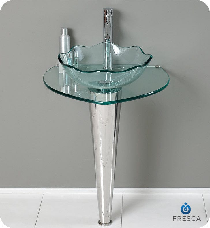 Fresca Netto 24 Modern Glass Bathroom Pedistal w/ Countertop