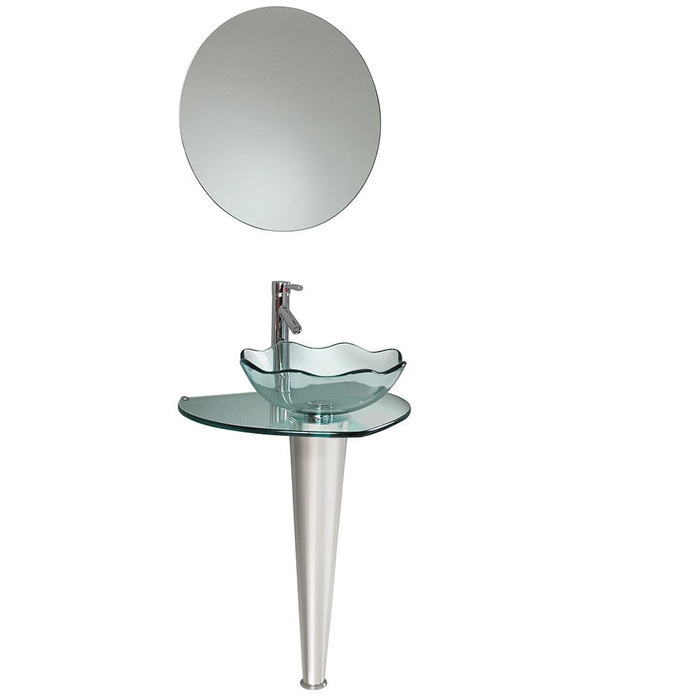 Fresca Netto Modern Glass Bathroom Vanity w/ Wavy Edge Vessel Sink