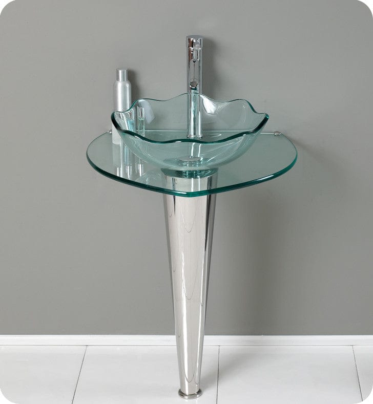 Fresca Netto Modern Glass Bathroom Vanity w/ Wavy Edge Vessel Sink