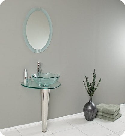 Fresca Netto Modern Glass Bathroom Vanity w/ Wavy Edge Vessel Sink