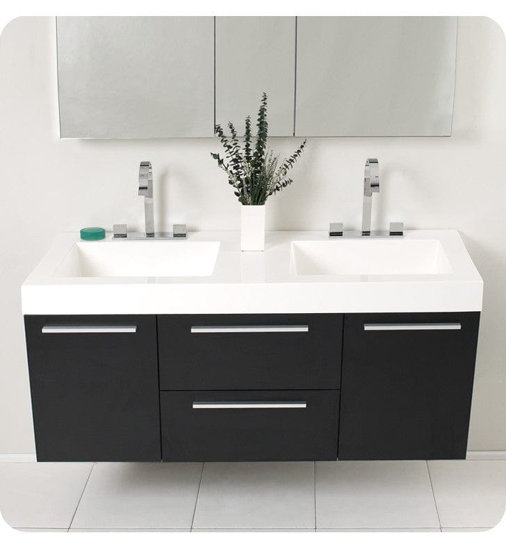 Fresca Opulento Black Modern Double Sink Bathroom Vanity w/ Medicine Cabinet