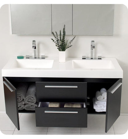 Fresca Opulento Black Modern Double Sink Bathroom Vanity w/ Medicine Cabinet