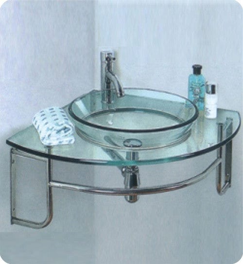 Fresca Ordinato Corner Mount Modern Glass Bathroom Vanity