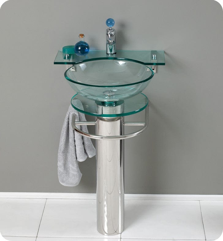 Fresca Ovale Modern Glass Bathroom Vanity w/ Frosted Edge Mirror