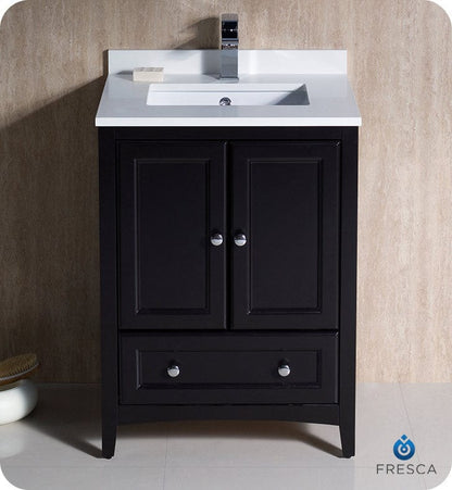 Fresca Oxford 24 Espresso Traditional Bathroom Cabinet w/ Top & Sink