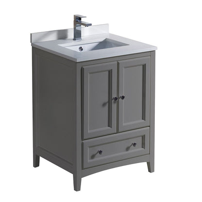 Fresca Oxford 24" Gray Traditional Bathroom Cabinet w/ Top & Sinks