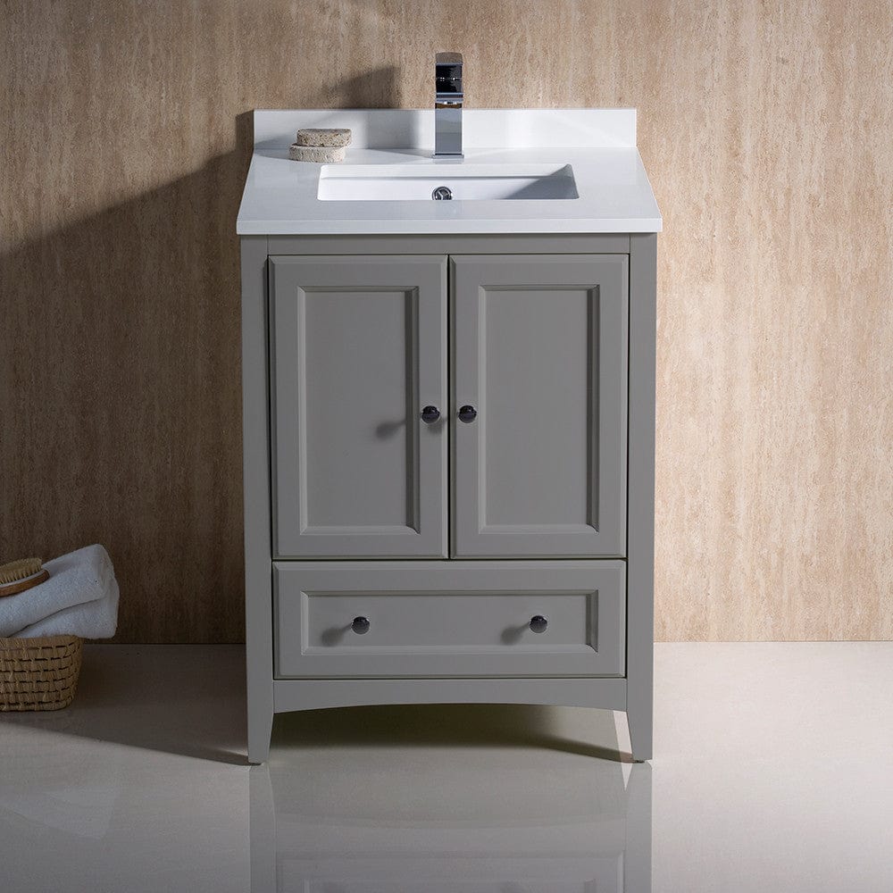 Fresca Oxford 24 Gray Traditional Bathroom Cabinet w/ Top & Sinks