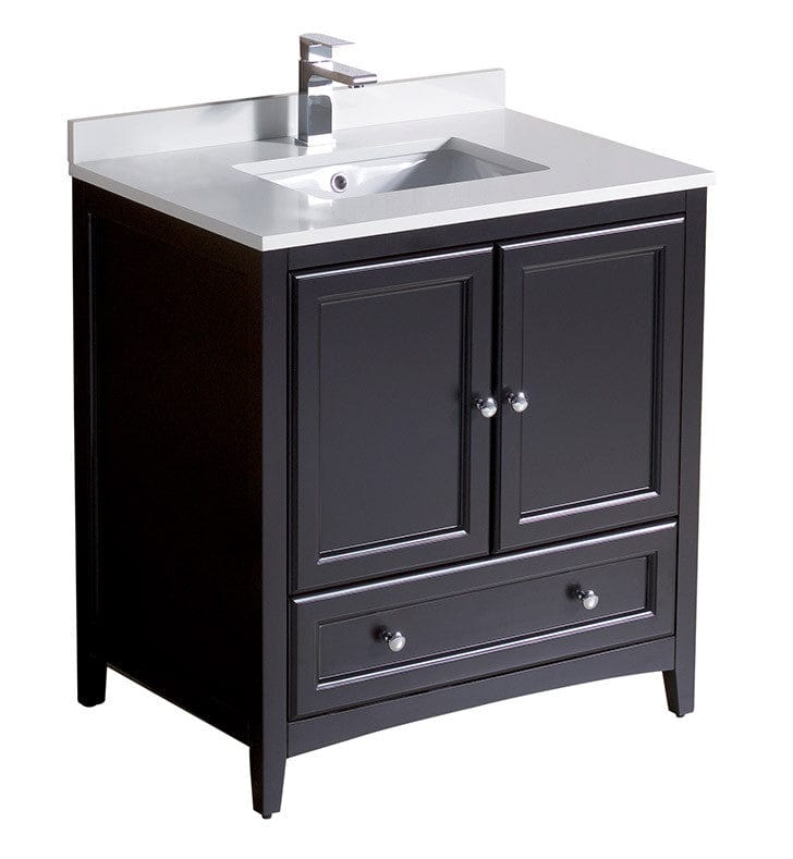 Fresca Oxford 30" Espresso Traditional Bathroom Cabinet w/ Top & Sink