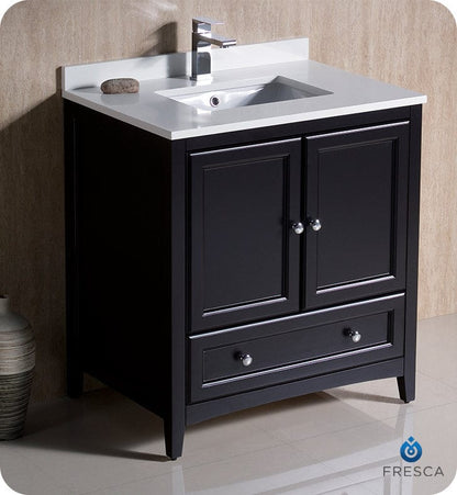 Fresca Oxford 30 Espresso Traditional Bathroom Cabinet w/ Top & Sink