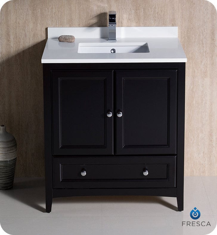 Fresca Oxford 30 Espresso Traditional Bathroom Cabinet w/ Top & Sink