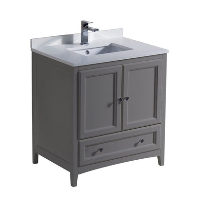 Fresca Oxford 30" Gray Traditional Bathroom Cabinet w/ Top & Sink