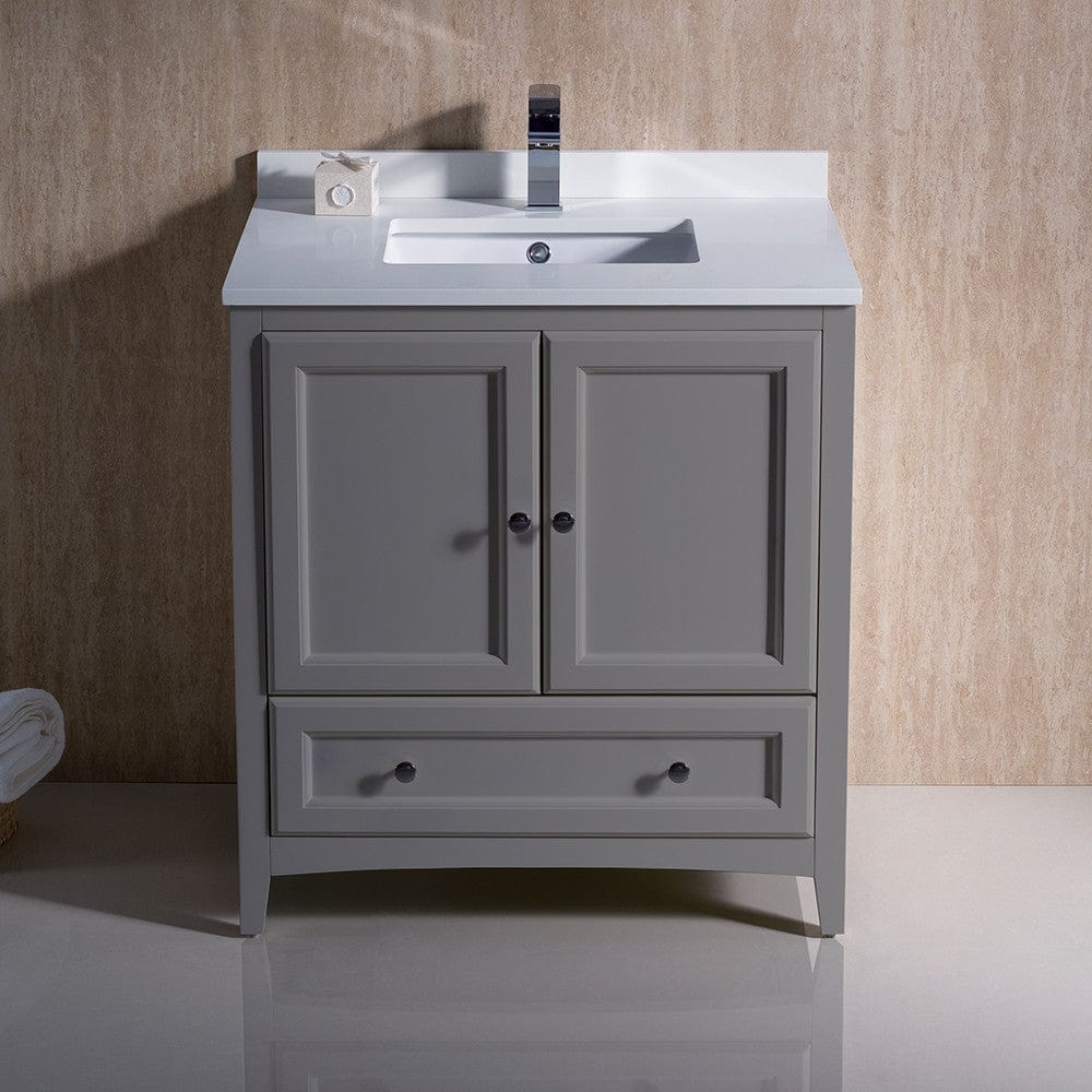 Fresca Oxford 30 Gray Traditional Bathroom Cabinet w/ Top & Sink