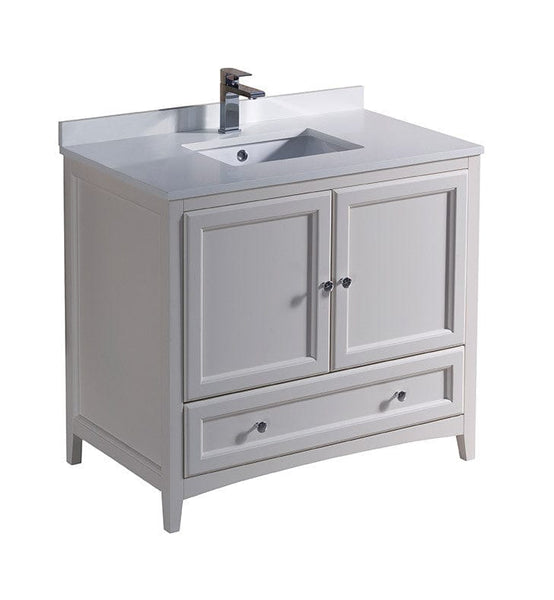 Fresca Oxford 36 Antique White Traditional Bathroom Cabinet w/ Top & Sink