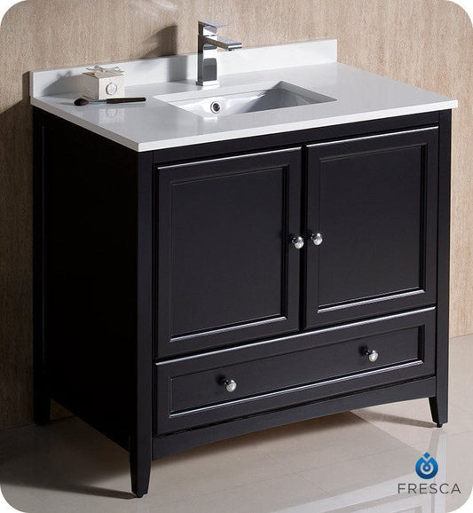 Fresca Oxford 36 Espresso Traditional Bathroom Cabinet w/ Top & Sink