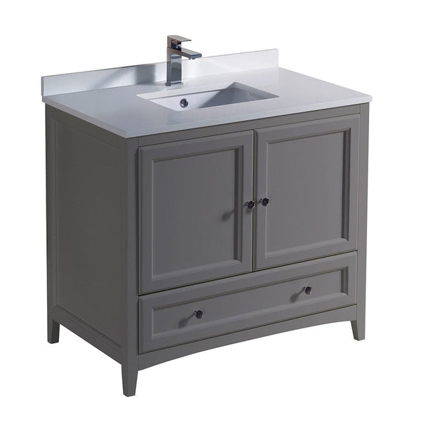 Fresca Oxford 36 Gray Traditional Bathroom Cabinet w/ Top & Sink