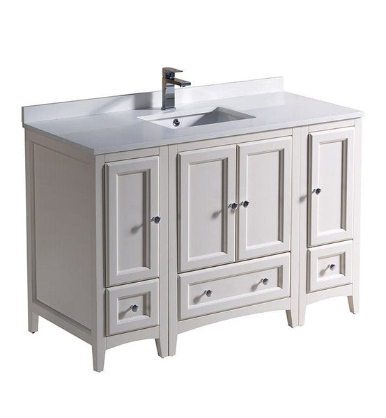 Fresca Oxford 48 Antique White Traditional Bathroom Cabinets w/ Top & Sink