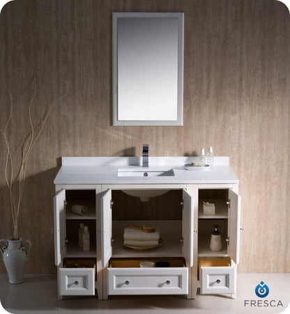 Fresca Oxford 48 Antique White Traditional Bathroom Vanity w/ 2 Side Cabinets