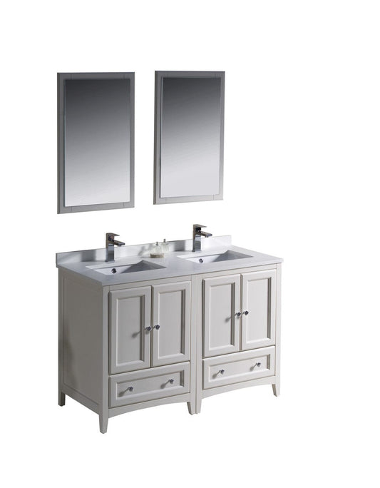 Fresca Oxford 48" Antique White Traditional Double Sink Bathroom Vanity