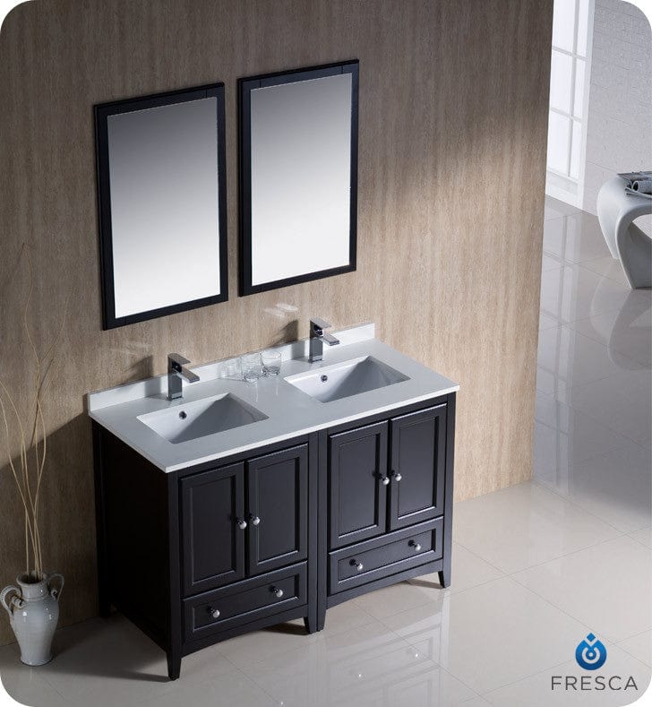 Fresca Oxford 48 Espresso Traditional Double Sink Bathroom Vanity