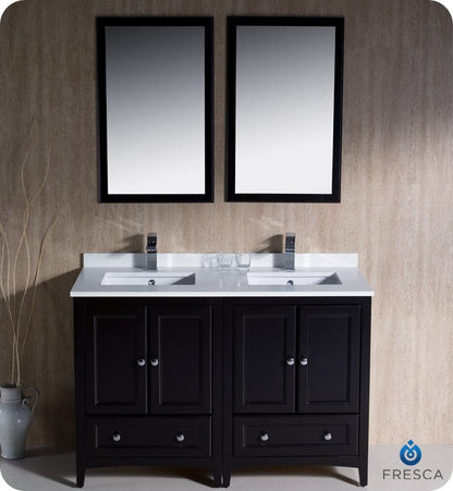 Fresca Oxford 48 Espresso Traditional Double Sink Bathroom Vanity