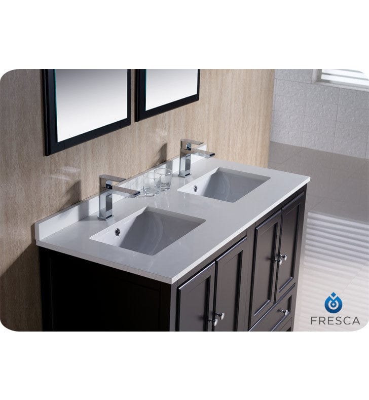 Fresca Oxford 48 Espresso Traditional Double Sink Bathroom Vanity