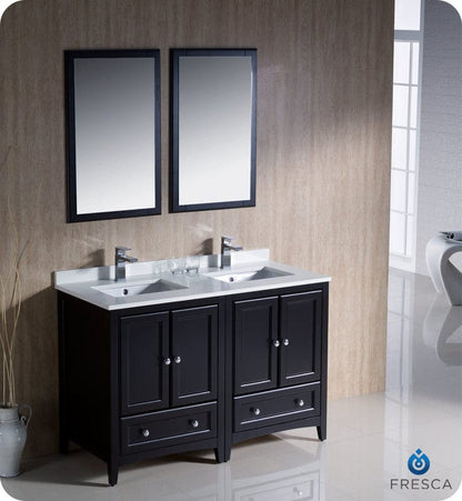 Fresca Oxford 48 Espresso Traditional Double Sink Bathroom Vanity