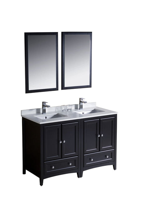 Fresca Oxford 48" Espresso Traditional Double Sink Bathroom Vanity