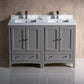 Fresca Oxford 48 Gray Traditional Double Sink Bathroom Cabinets w/ Top & Sinks