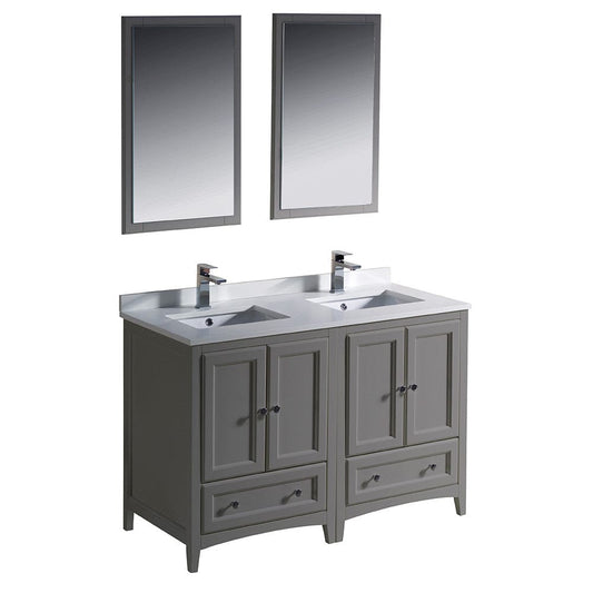 Fresca Oxford 48" Gray Traditional Double Sink Bathroom Vanity
