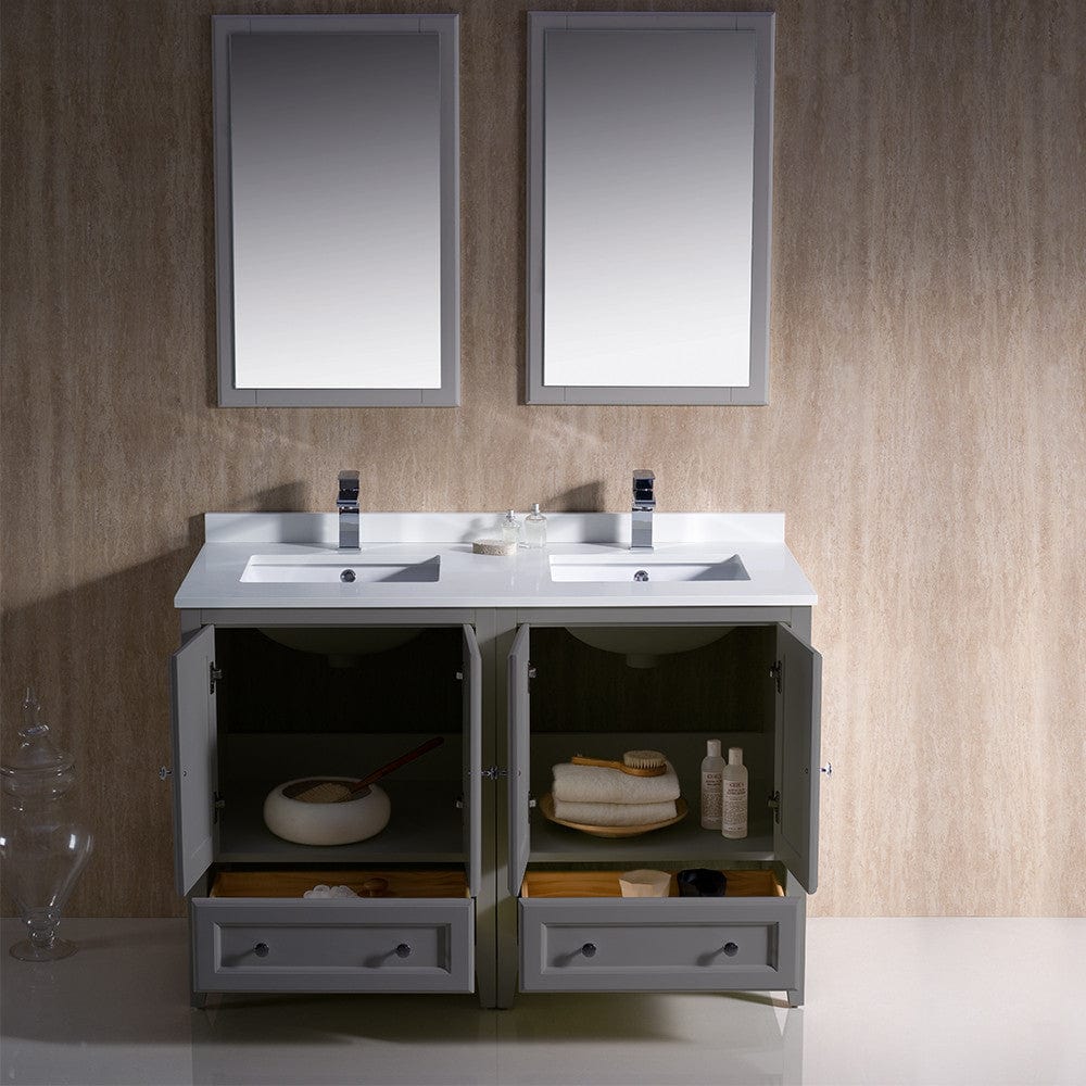 Fresca Oxford 48 Gray Traditional Double Sink Bathroom Vanity